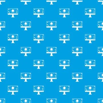 Monitor chip pattern seamless blue イラスト素材