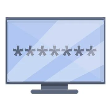 Monitor cipher icon, cartoon style Illustrazione stock