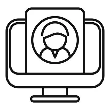 Monitor client process icon outline vector. Digital personal Ilustración de archivo