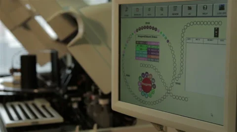 Monitor close up, laboratory technician working on the computer in the lab. Stock Footage 52330817