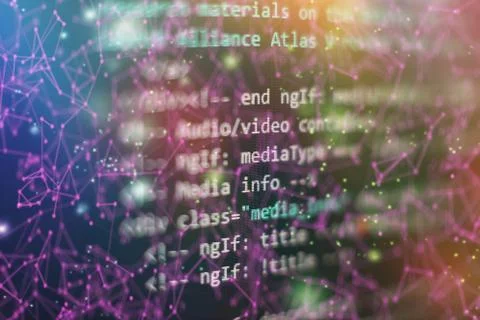 Monitor closeup of function source code. Abstract IT technology background. S Stock Photos