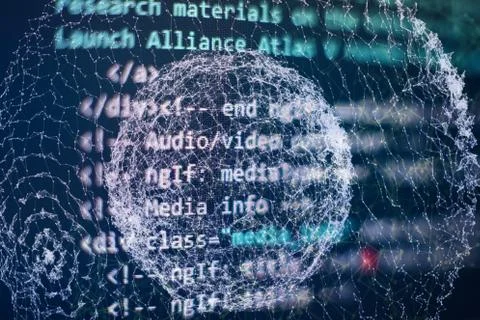 Monitor closeup of function source code. Abstract IT technology background. S Foto stock