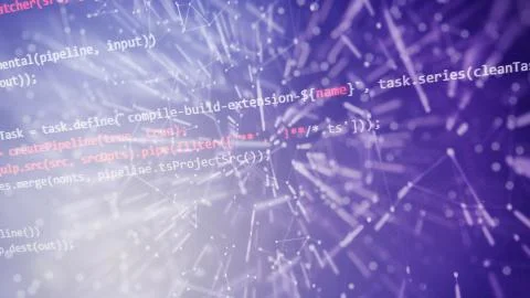 Monitor closeup of function source code. Abstract IT technology background. S Foto stock