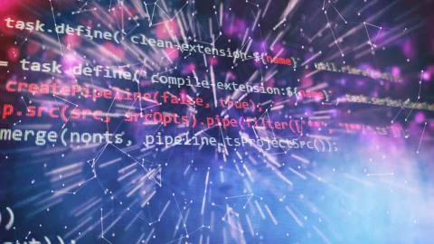 Monitor closeup of function source code. Abstract IT technology background. S Foto stock