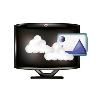 Monitor with cloud computing and image format 스톡 일러스트