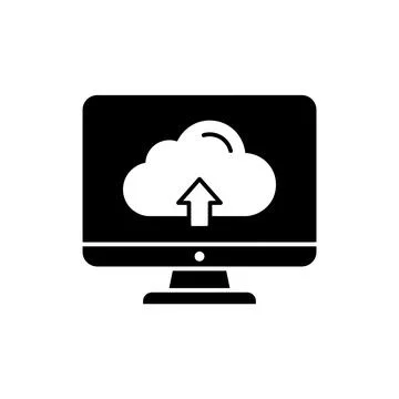 Monitor Cloud Upload Data Computing Icon Stock Illustration