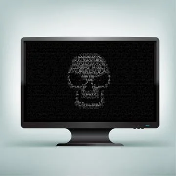 Monitor code skull Illustrazione stock