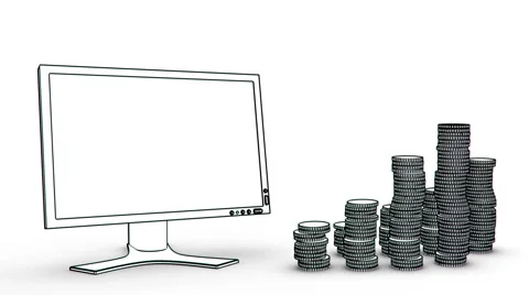 Monitor with coins Stock Footage 2782107