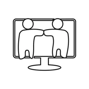 Monitor Commitment Teamwork Together Outline Logo Stockillustratie