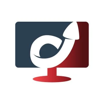 Monitor Computer Arrow Direction Vector color Isolated Stock Illustration