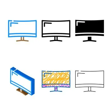 Monitor computer display color icon vector stylized Illustrazione stock