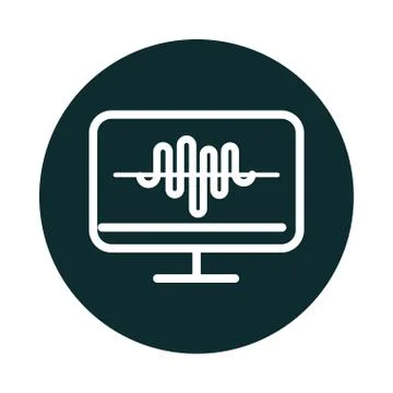 Monitor computer equalizer sound block style icon Ilustración de archivo