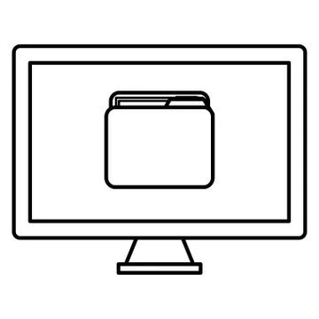 Monitor computer with folder Illustrazione stock