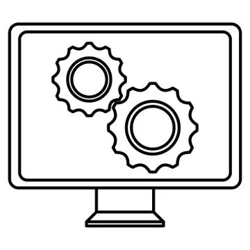 Monitor computer with gears Stock Illustration