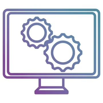 Monitor computer with gears Illustrazione stock