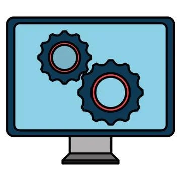 Monitor computer with gears Stockillustratie