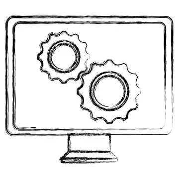 Monitor computer with gears Stock Illustration