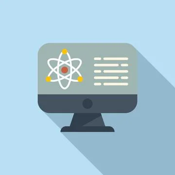 Monitor computer lab icon flat vector. Research laboratory Illustrazione stock