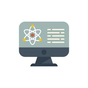 Monitor computer lab icon flat vector. Research laboratory Stock Illustration