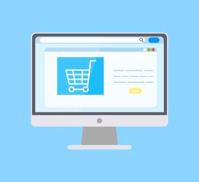 Monitor of Computer, Purchase on Website Vector Illustrazione stock