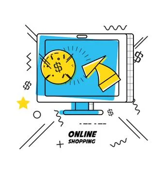 Monitor computer with shopping online concept Stock Illustration