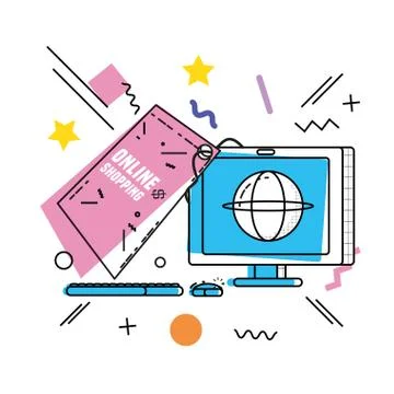 Monitor computer with shopping online concept Stock-Illustration