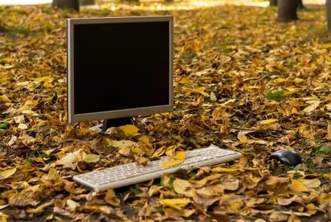 The monitor from the computer is on the street Stock Photos