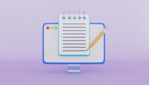Monitor computer with text file editing concept 3d illustration イラスト素材