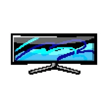 Monitor curved screen pixel art vector illustration Stock Illustration