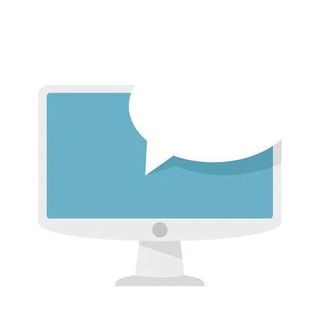 Monitor customer chat icon flat isolated vector Illustrazione stock