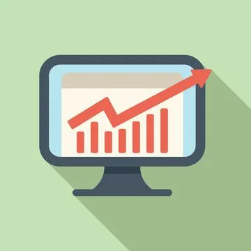 Monitor data finance icon flat vector. Digital chart 스톡 일러스트