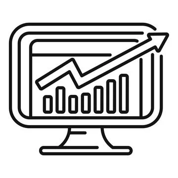 Monitor data finance icon outline vector. Digital chart 스톡 일러스트
