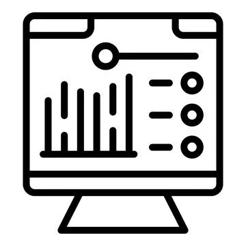 Monitor data icon outline vector. Graph chart Illustrazione stock