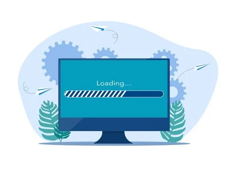 Monitor data loading bar. Online data loading. access to information Stock Illustration