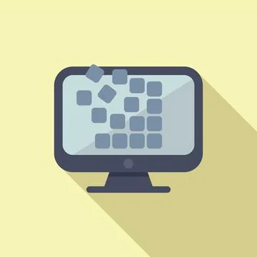 Monitor data storage icon flat vector. Shutter cloud Stock Illustration