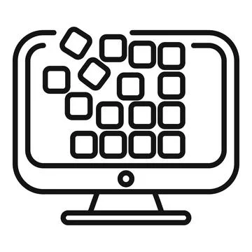 Monitor data storage icon outline vector. Shutter cloud Stock Illustration
