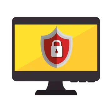 Monitor desktop computer with security system Illustrazione stock