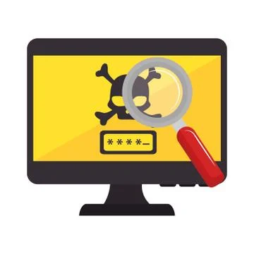 Monitor desktop computer with security system Illustrazione stock