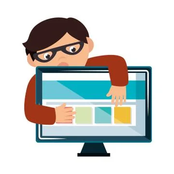 Monitor desktop computer with security system Stock Illustration