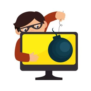 Monitor desktop computer with security system Stock Illustration
