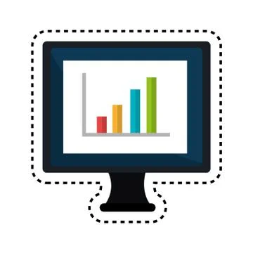 Monitor desktop computer with statistics graph Stock Illustration