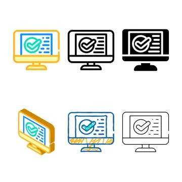 Monitor digital compliance color icon forms vector Illustrazione stock