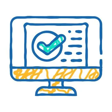 Monitor digital compliance icon doodle illustration Stockillustratie