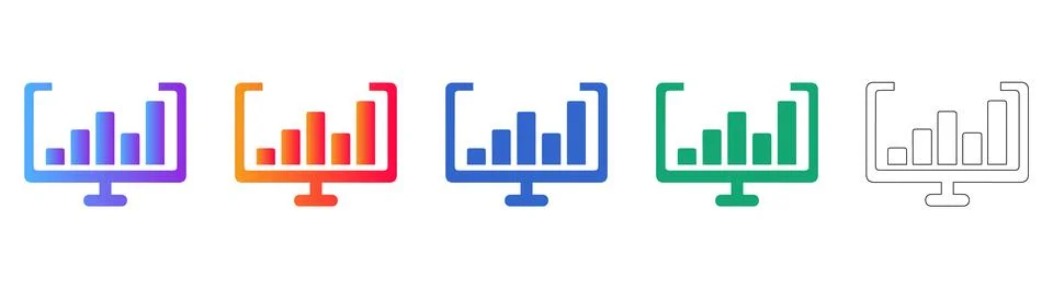 Monitor Display Analytics Data Icons イラスト素材