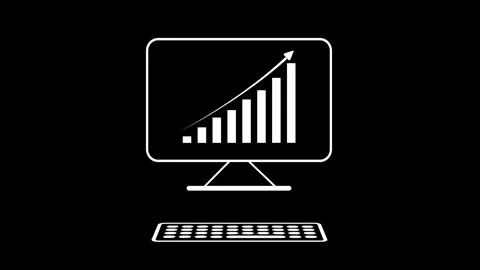Monitor Display with Business Graph Icon for Digital Finance Analytics Stock Footage 311537929