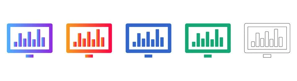 Monitor Display Data Dashboard Icons イラスト素材