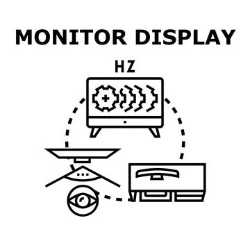 Monitor display hertz and computer performance concept Stock Illustration