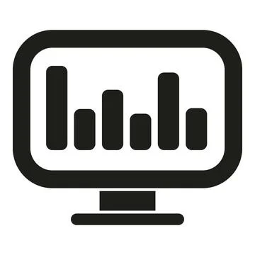 Monitor displaying bar chart showing data analytics icon Stock Illustration
