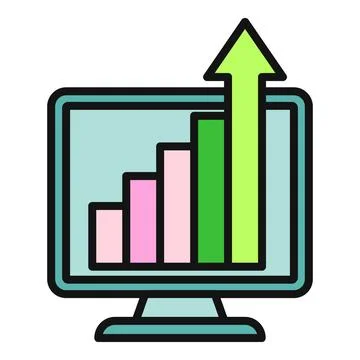 Monitor displaying data chart with upward arrow showing growth 스톡 일러스트