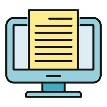 Monitor displaying digital document file icon concept Stock Illustration